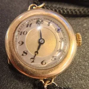 Solid 10K GOLD AWC Co Folding Case Trench Watch Inscribed  Working Swiss I won this at auction, not sure what it is or what its worth  main image 3